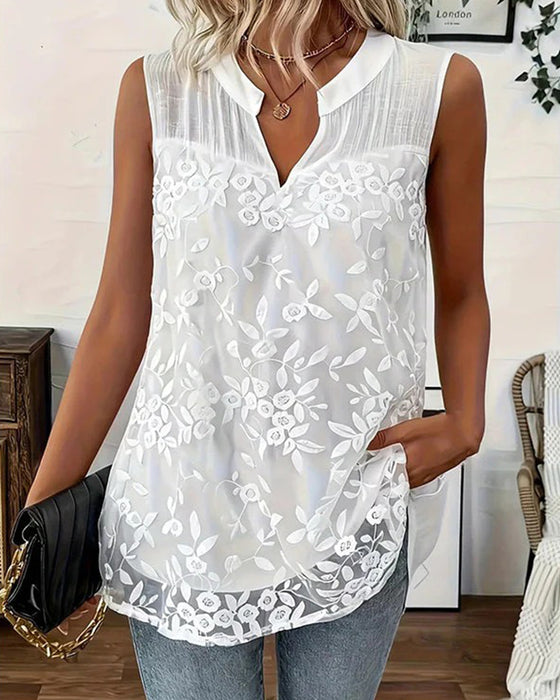 Tanktop Mouwloos Kleine V-Hals