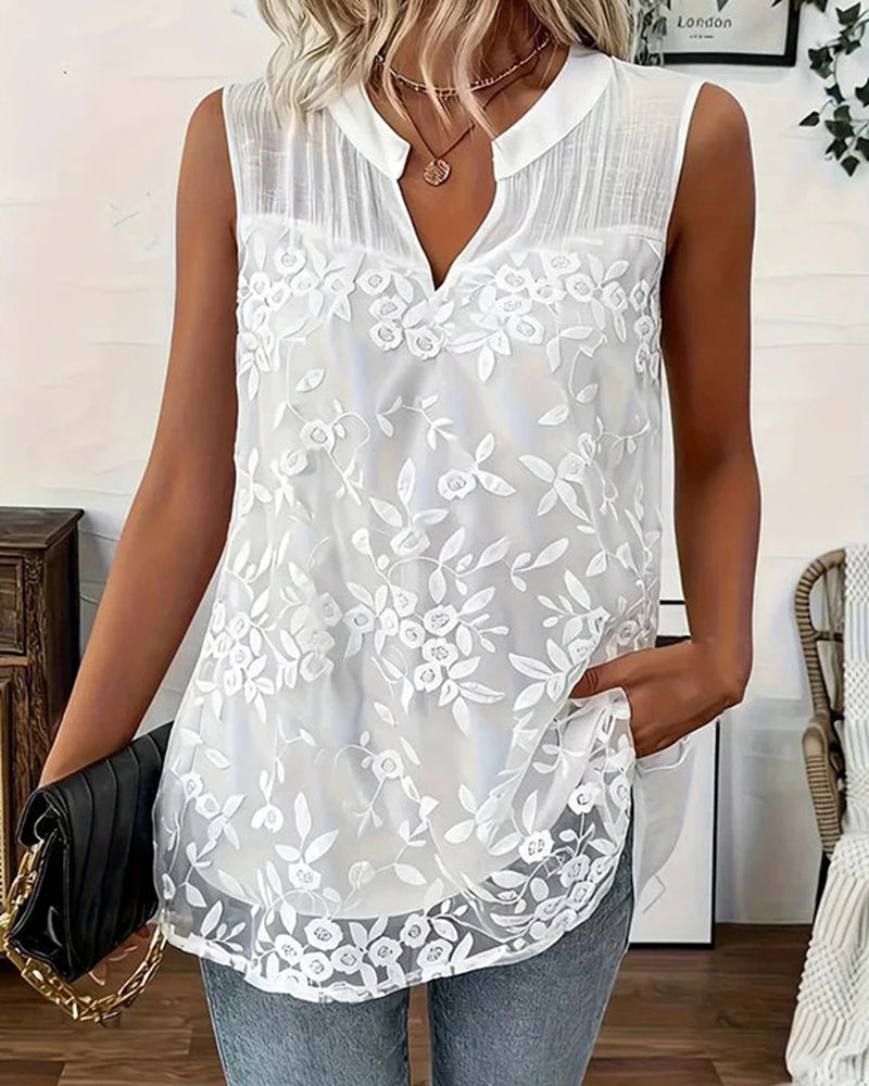 Tanktop Mouwloos Kleine V-Hals
