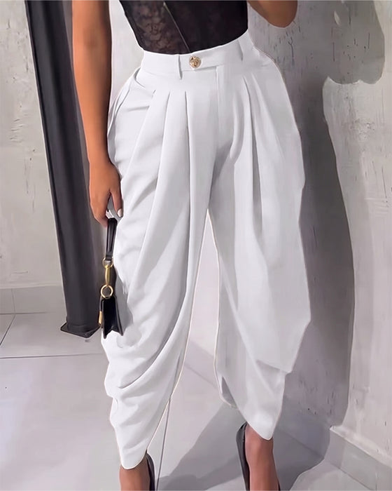 Broek Casual Effen Papieren Zak Cropped