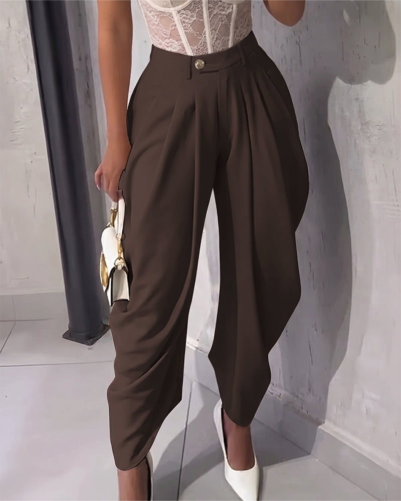 Broek Casual Effen Papieren Zak Cropped