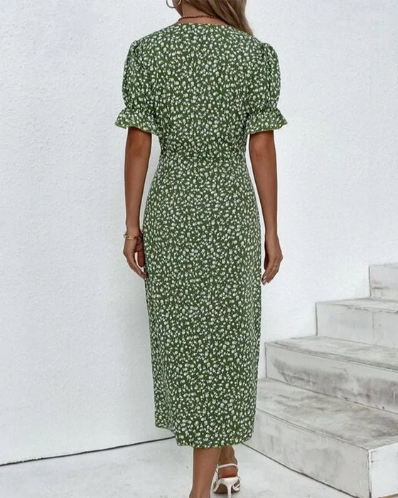 Jurk met korte mouwen en bloemenprint