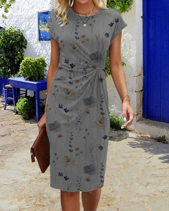 Bloemprintjurk met korte mouwen