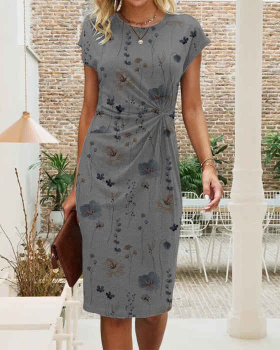 Bloemprintjurk met korte mouwen