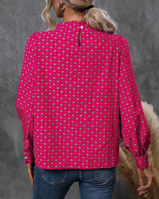 Blouse met vintage stijl en print