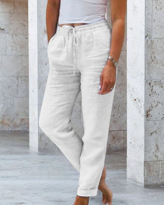 Casual effen broek met rechte pijp