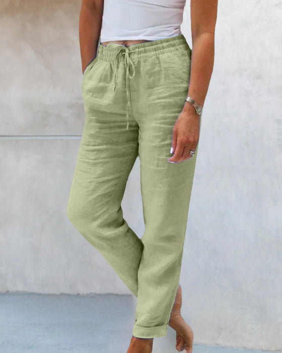 Casual effen broek met rechte pijp