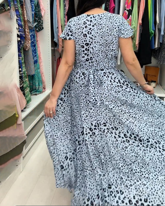 Korte Mouw Jurk met V-Hals