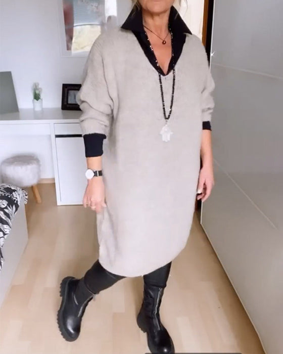 Casual, effen overhemdjurk met knopen