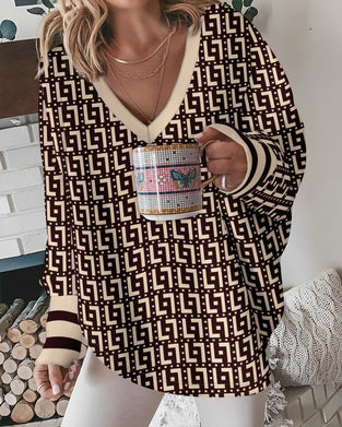 Losse top met geometrische print