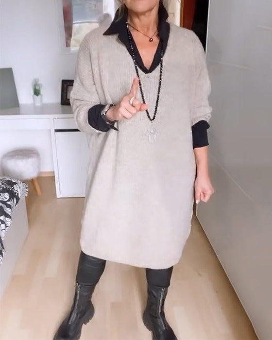 Casual, effen overhemdjurk met knopen