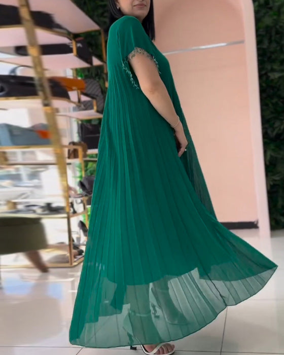 Jurk met korte mouwen en geplooid