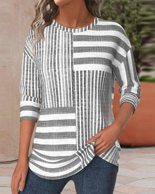 Casual gestreepte top met print