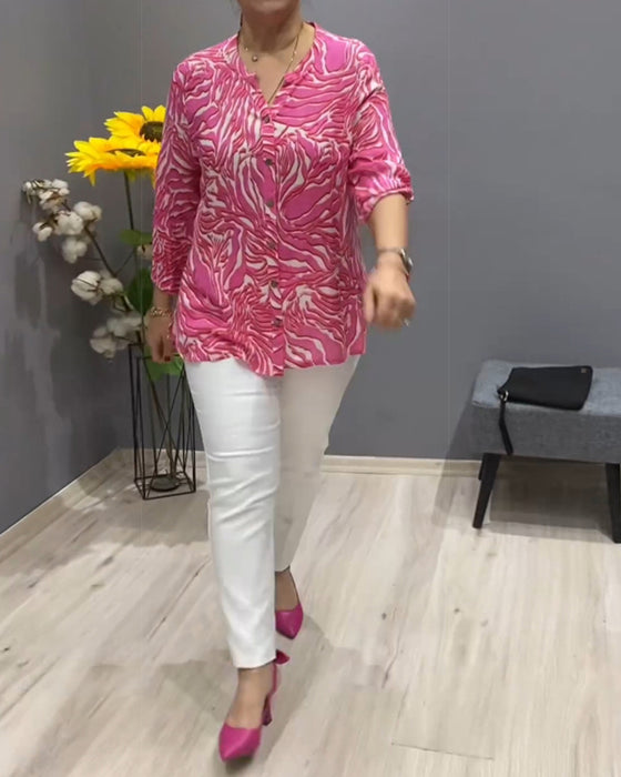 Bedrukt shirt met lange mouwen en knopen