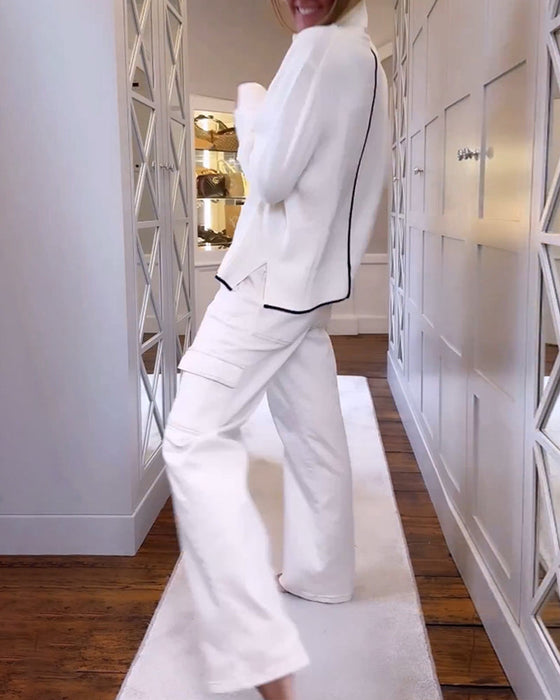 Pullover met hoge hals en lange mouwen