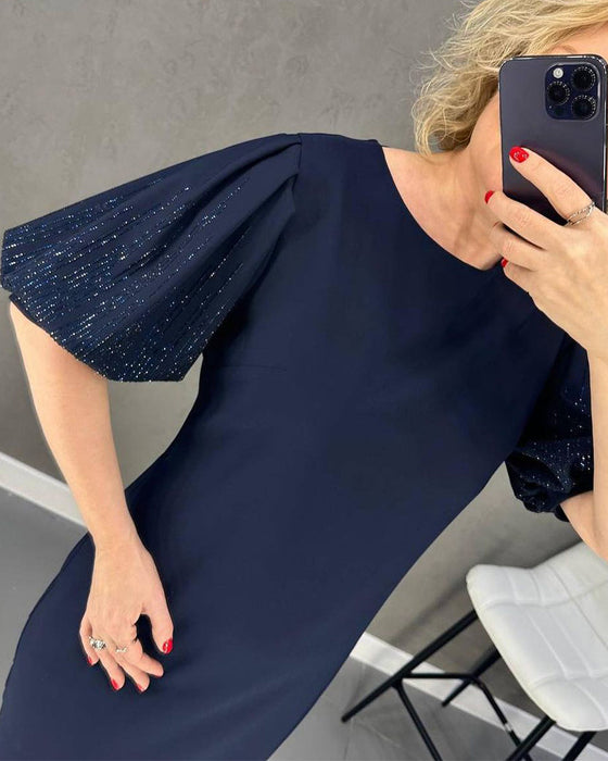 Elegante jurk met korte mouwen en pofmouwen