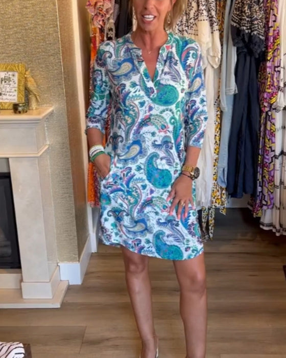 Jurk met 3/4 mouwen en zakken