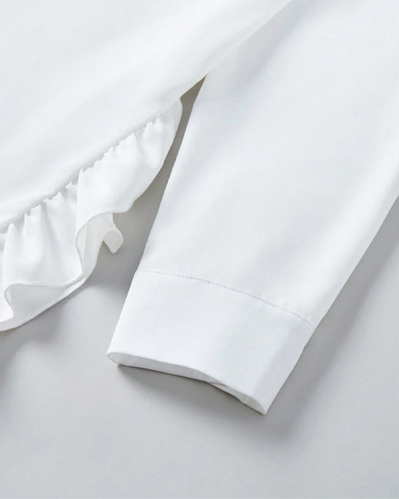 Effen overhemd met revers en ruches