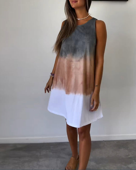 Mouwloze casual jurk met kleurblokken