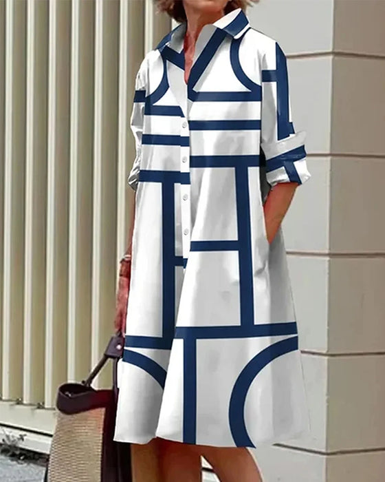 Jurk met zakken en geometrische print