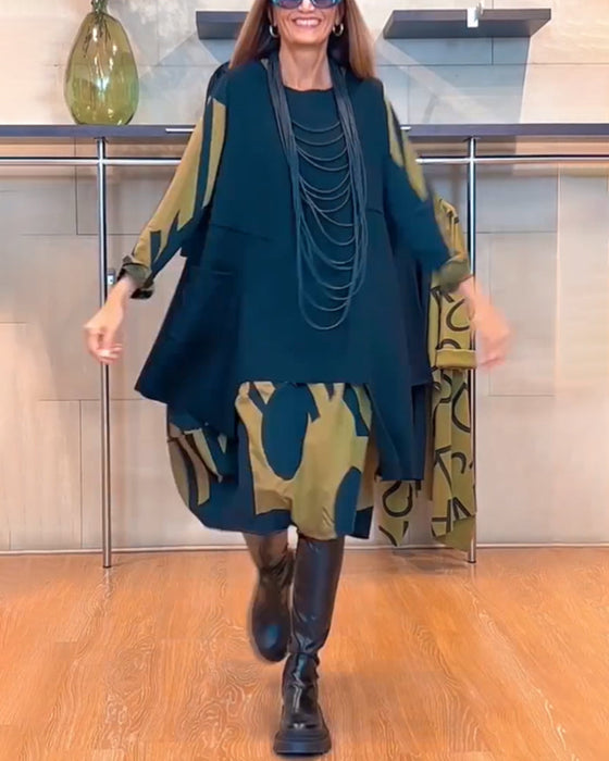 Jurk met print en ronde hals