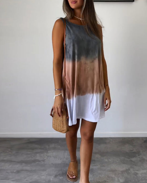 Mouwloze casual jurk met kleurblokken