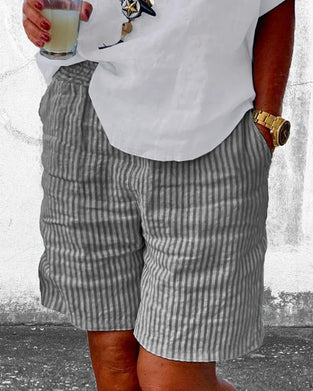 Shorts met strepen van katoen en linnen