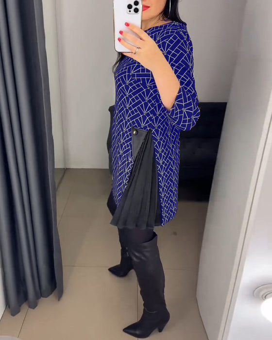 Jurk met ronde halslijn en opdruk