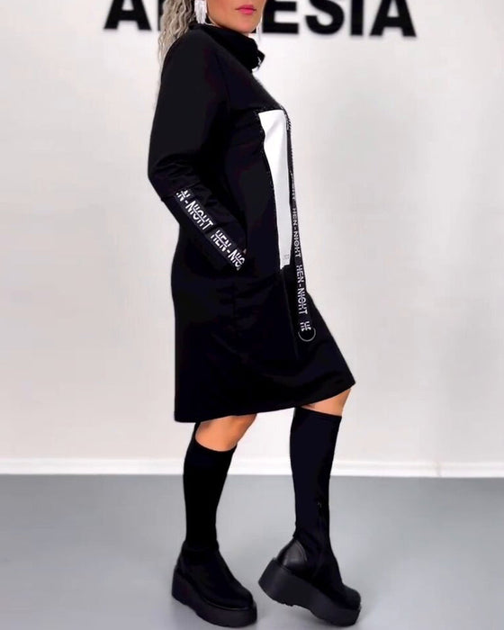 Casual rechte jurk met trekkoord