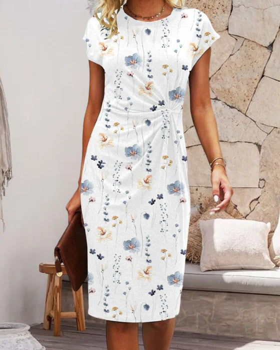 Bloemprintjurk met korte mouwen