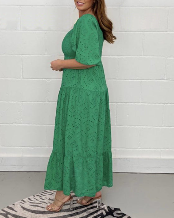 Effen holle jurk met vierkante kraag