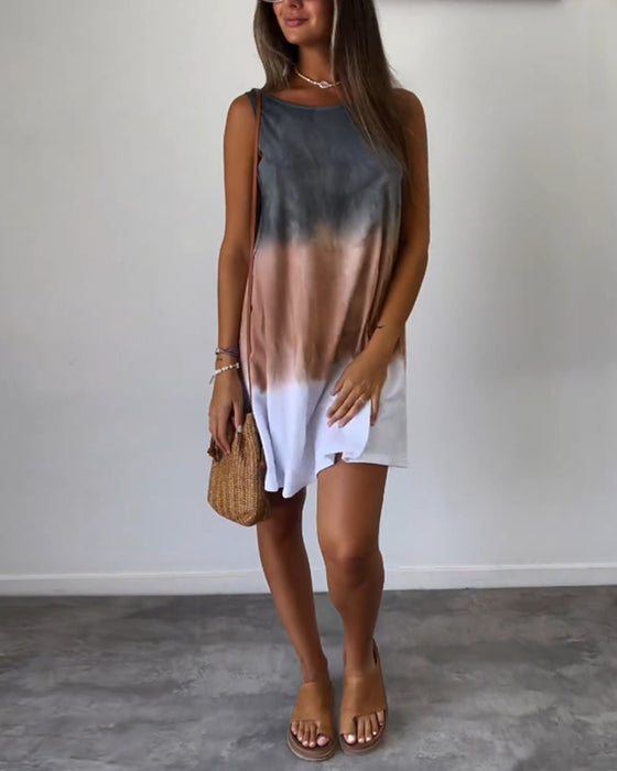 Mouwloze casual jurk met kleurblokken