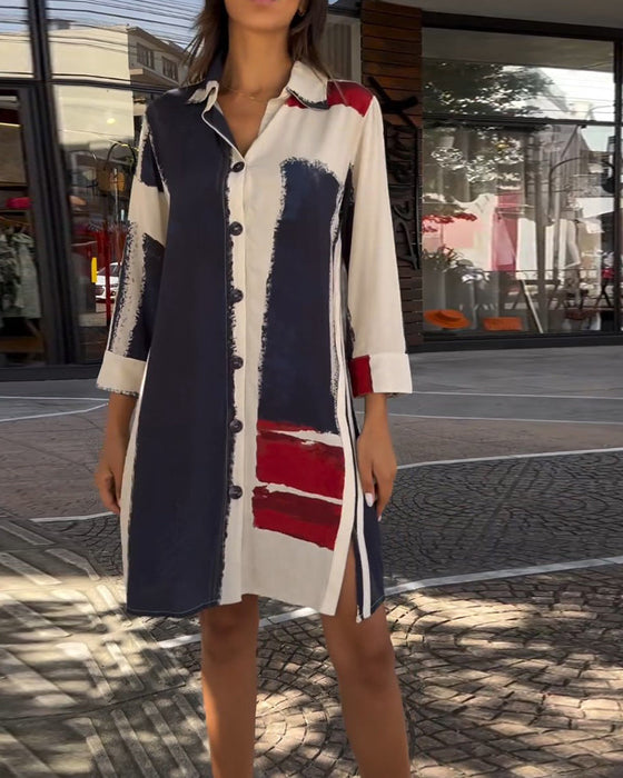 Jurk met revers en print en split