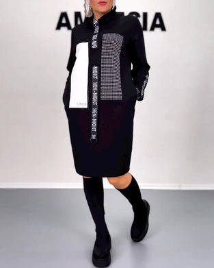 Casual rechte jurk met trekkoord