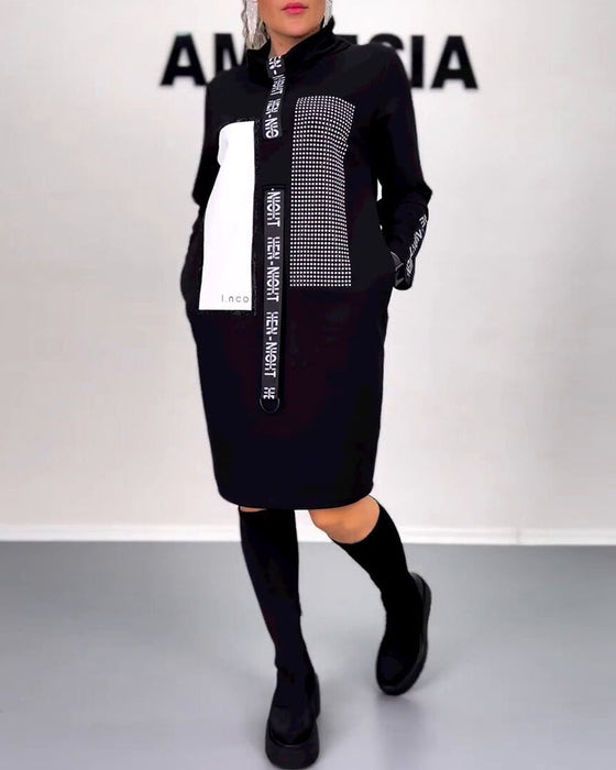 Casual rechte jurk met trekkoord