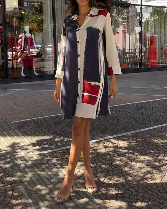 Jurk met revers en print en split