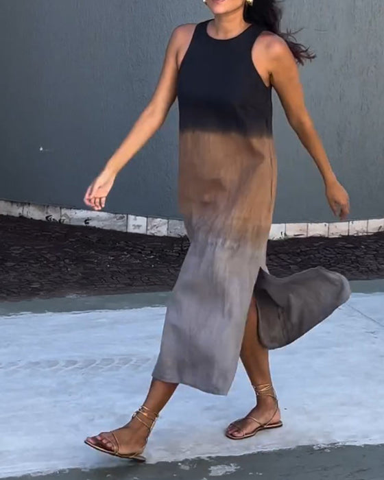 Jurk met mouwloos en verloop