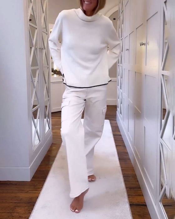 Pullover met hoge hals en lange mouwen