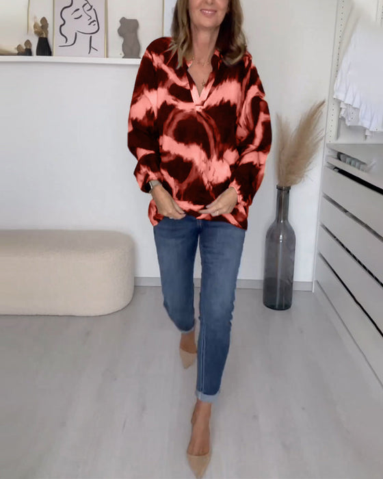 Nonchalante top met V-hals print