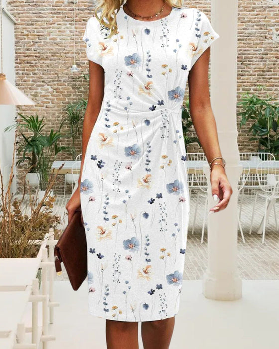 Bloemprintjurk met korte mouwen