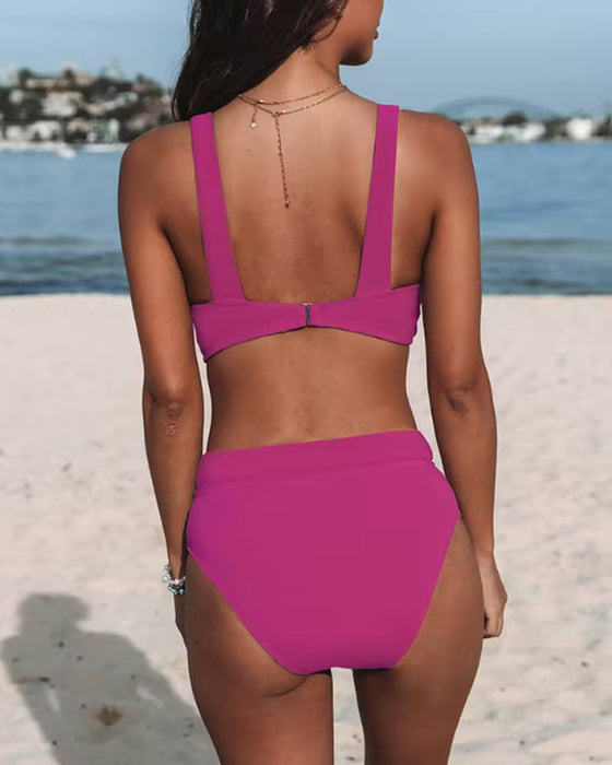 Effen gekleurde bikini's met hoge taille