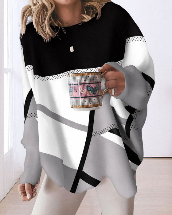 Nonchalante top met lange mouwen in contrasterende kleuren