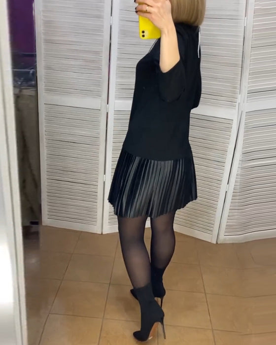 Jurk met geplooide panelen en effen kleuren