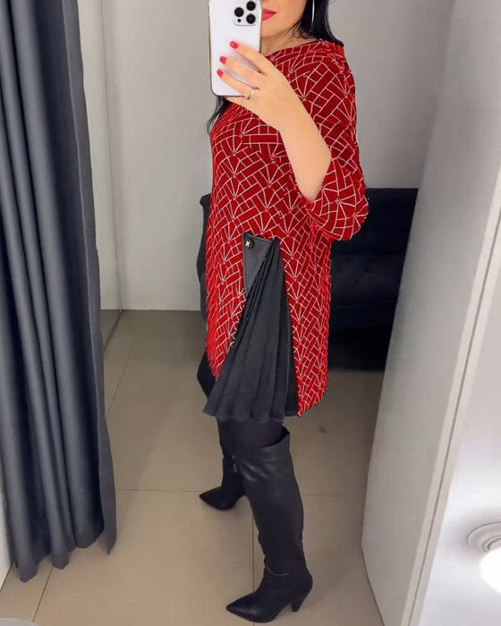 Jurk met ronde halslijn en opdruk