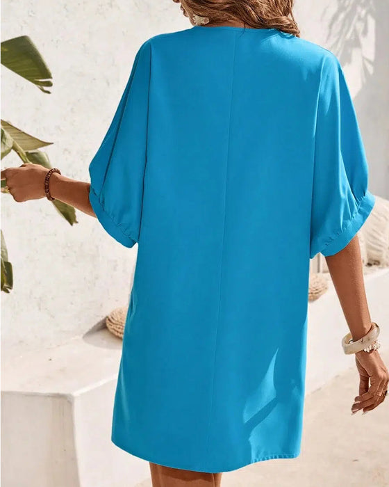 Casual effen gekleurde rechte jurk