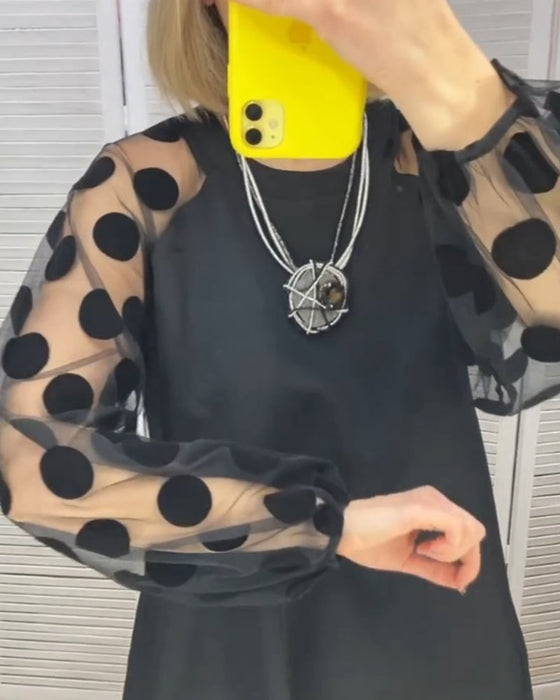 Jurk met elegante stijl en stippenpatroon