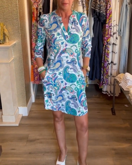 Jurk met 3/4 mouwen en zakken