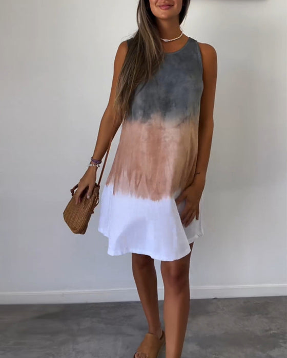 Mouwloze casual jurk met kleurblokken