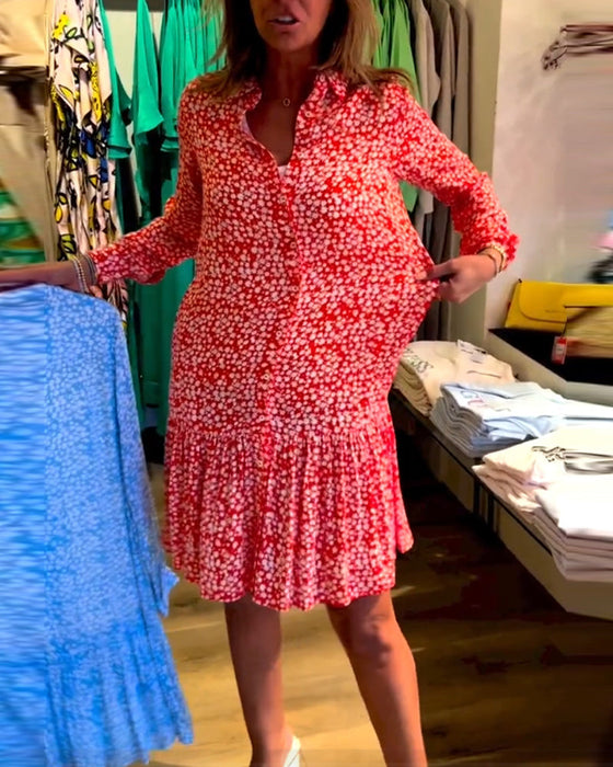 Jurk met V-hals en bloemmotief