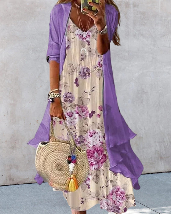 Slingjurk tweedelige set met print