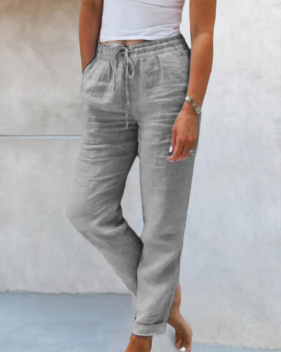 Casual effen broek met rechte pijp